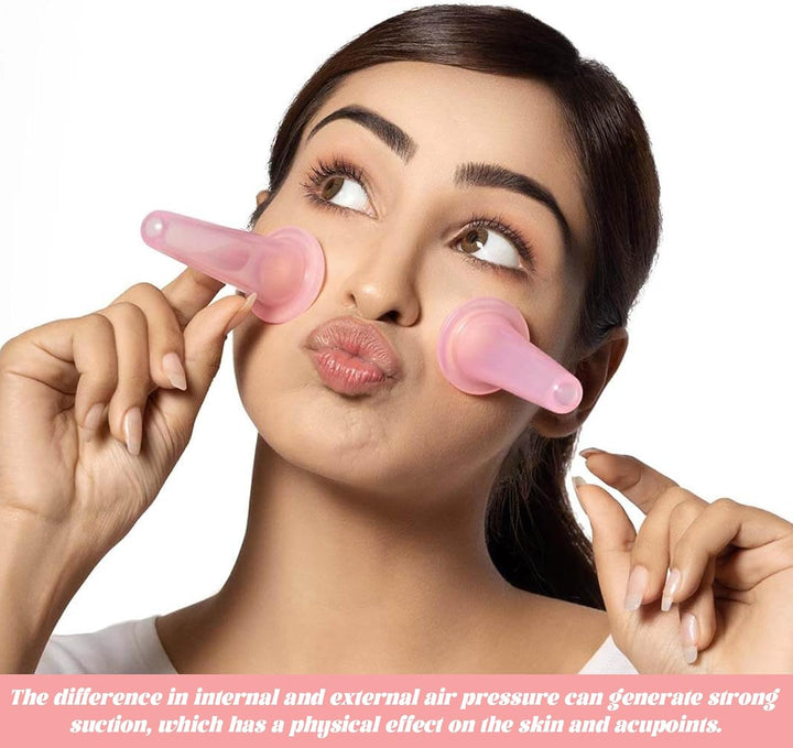 4PCS Facial Cupping Set,Silicone Cupping Therapy Set Vacuum Cup Kit,Facial Cupping Set for Face, Natural Facial Massage Cup for Face, Body, Neck, Back, Eye Massage, Facial Care, Anti-Aging Beauty Tool