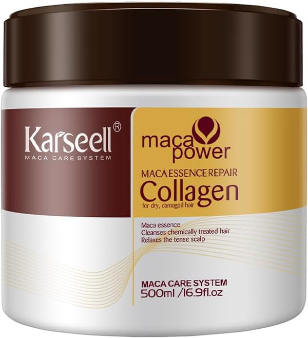 Collagen Hair Mask Maca Power, Deep Repair Hair Treatment Mask for Dry Damaged Hair All Hair Types, 500Ml