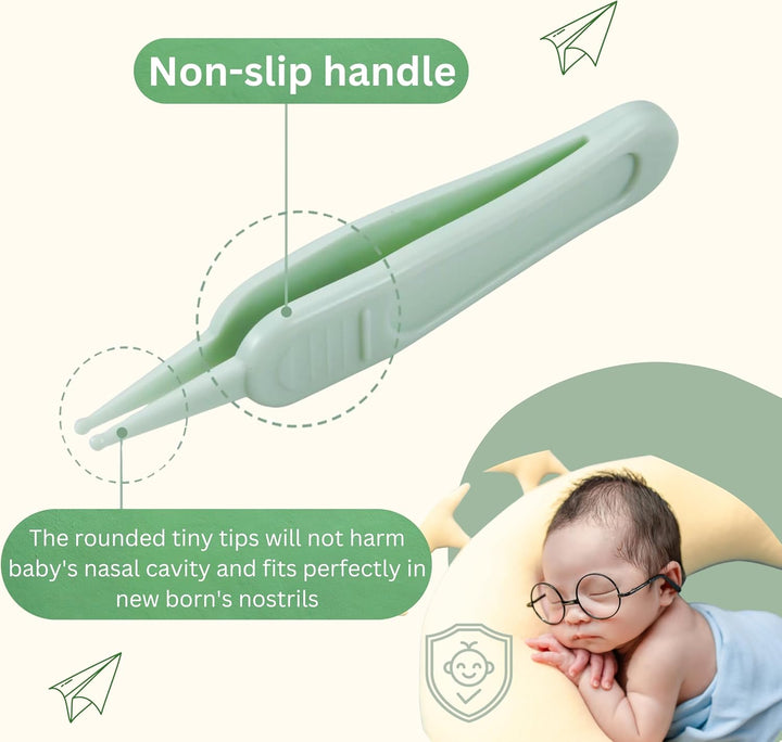 Baby Nail Manicure Pedicure Grooming Care Kit (4 Pack)| Clippers Scissors File Tweezers | Newborn Infant Toddler Kids |Green|