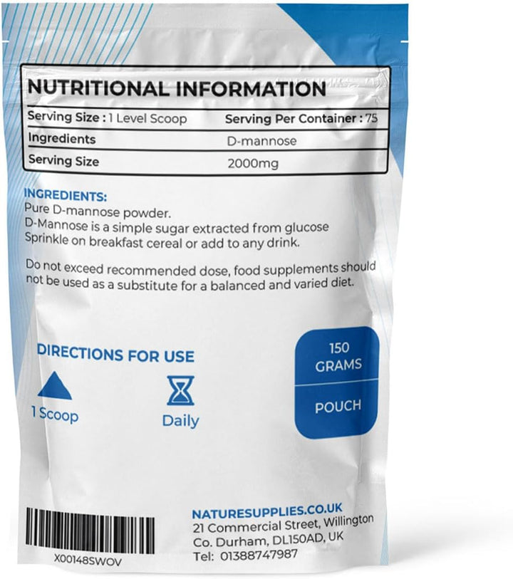 D Mannose Powder 150 G Pack - Pure D-Mannose for Natural Support - (NOT D Mannose Capsules or Tablets) GMO Free, Vegan Friendly, No Chemicals - High Strength Dmannose Supplement by
