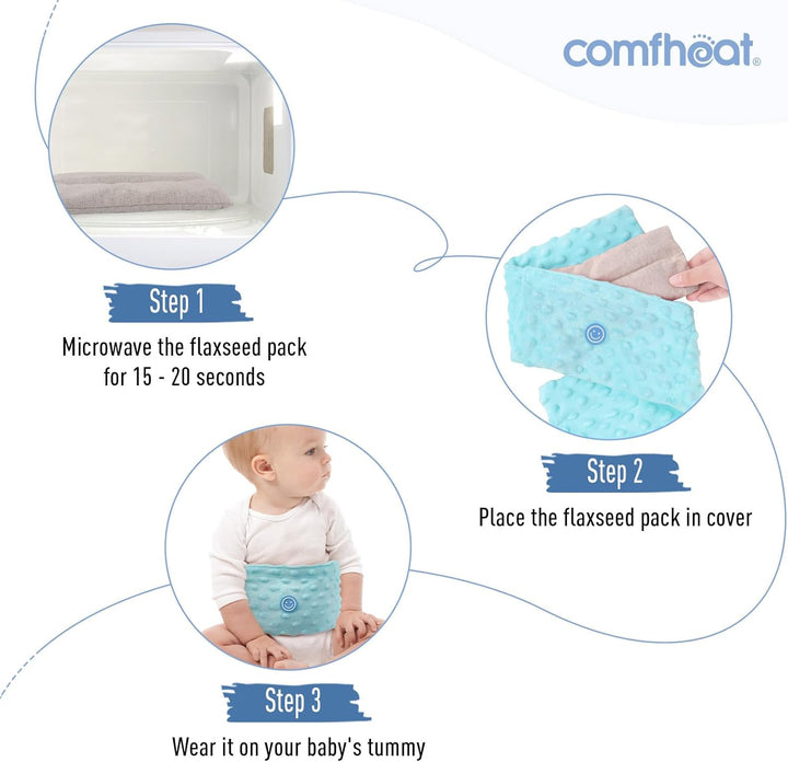 Colic Relief for Babies Belt, Flaxseed Heated Tummy Wrap, Baby Belly Wrap Swaddling Belt with Soothing Warmth, Natural Relief for Upset Stomach in Babies and Toddlers, 0-3 Years (Blue)