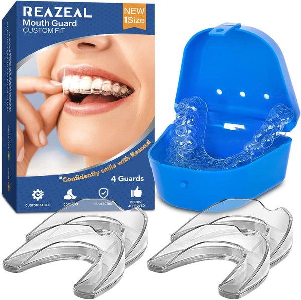 Mouth Guard for Grinding Teeth at Night: Moldable Dental Guard for Sleeping - Nighttime Protection for Teeth (4 Packs)