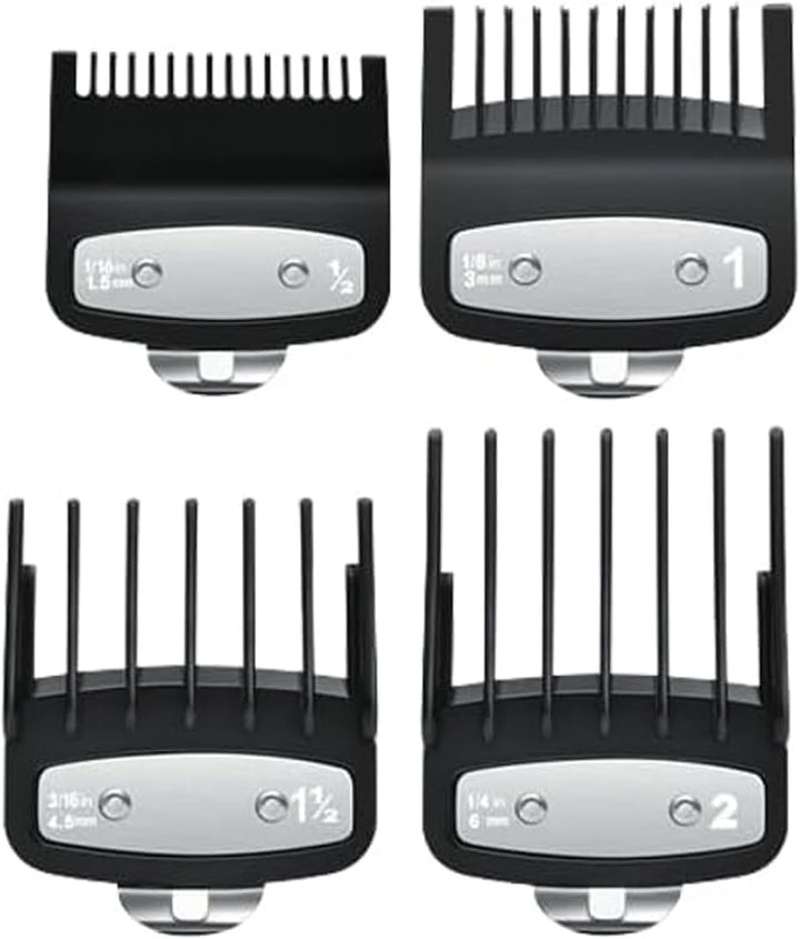 4 Pcs Clipper Guards for Wahl,Hair Clipper Guide Combs with Metal Clip,Replacement Hair Clippers Trimmers,Clipper Cutting Guards Attachments,Professional Cordless Hair Clipper Guards(Black)