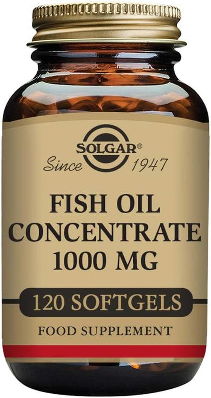 Fish Oil Concentrate 1000 Mg Softgels - Pack of 120 - Supports Normal Functioning of Heart, Brain Function and Vision - Daily Wellbeing - Gluten Free