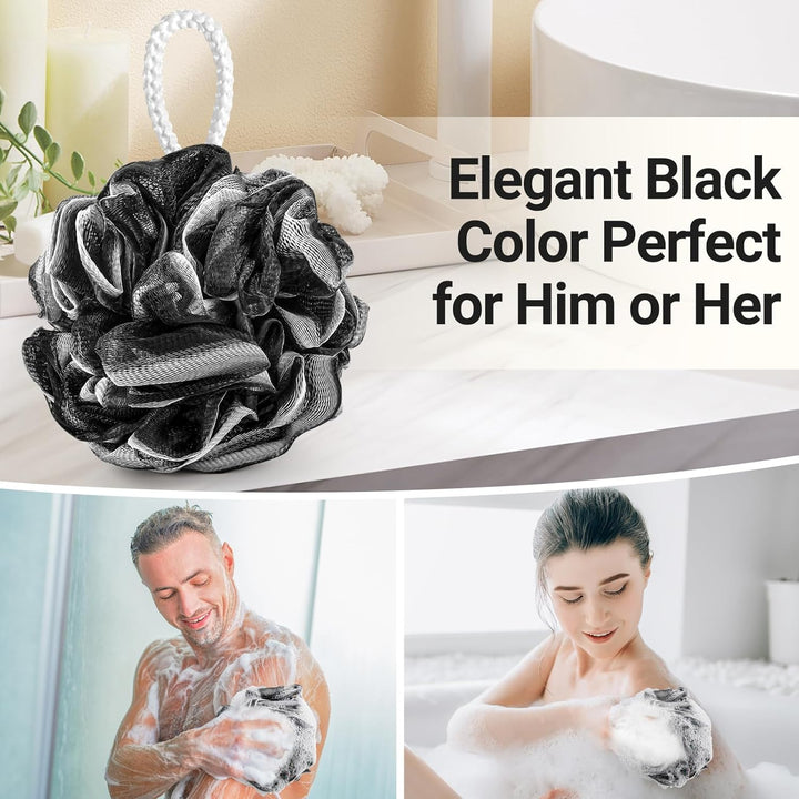 XXL 90G Charcoal Shower Loofah 3 Pack by  - Perfect Bath Sponge for Exfoliating for Men & Women - Body Scrubber Brush for Cleansing and Smooth Skin - Scrubbies That Remove Excess Oil and Dirt
