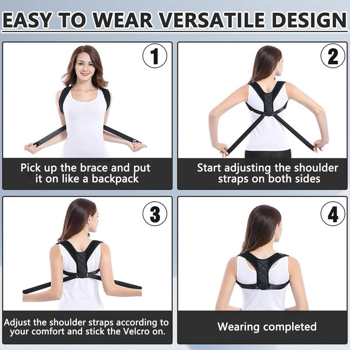 Back Correction Belt for Women and Men: Improve Posture Correct Hunchback Slouching Invisible under Clothes - Adjustable Lightweight Upper Back Brace for Neck Shoulder & Upper Back Pain Relief