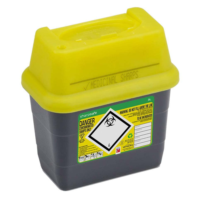 3 Litre 5Th Generation Yellow/Grey -Sharps Bin Clinical Waste Disposal