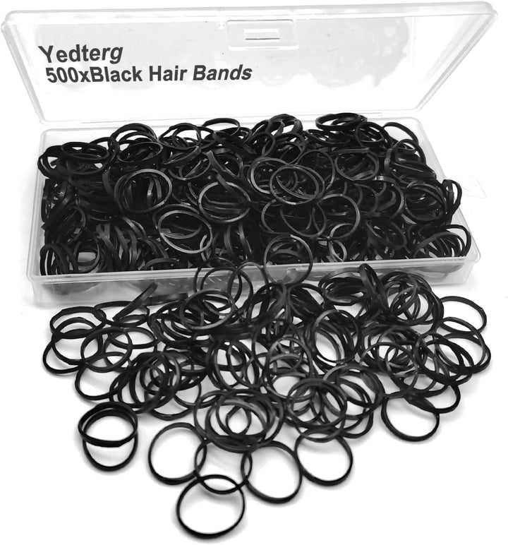 Black Elastic  500Pcs Small Rubber Bands, Soft Mini Hair Elastics for Women and Kids, Braids and Beard