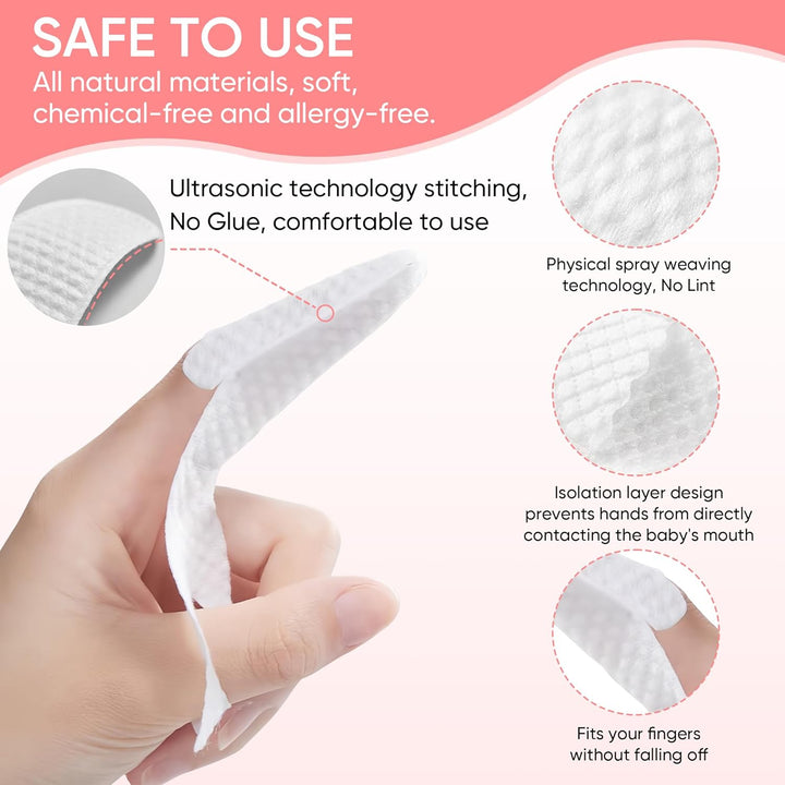 40Pcs Baby Finger Toothbrush, Dry Wipes Baby Toothbrush, Baby Tongue Cleaner, Newborn Tooth and Gum Wipes, BAB Y Oral Cleaner, Infant Toothbrush Mouth Clean for 0-36 Month