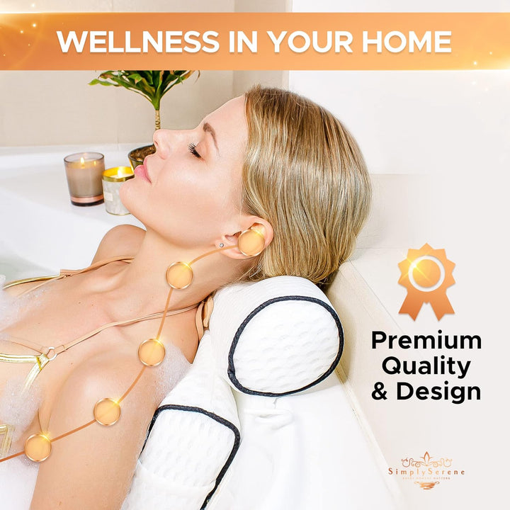 Simply Serene Bath Tub Pillows for Head & Neck - Spa-Quality Cushion for Relaxation - Bathroom Accessory & Gifts
