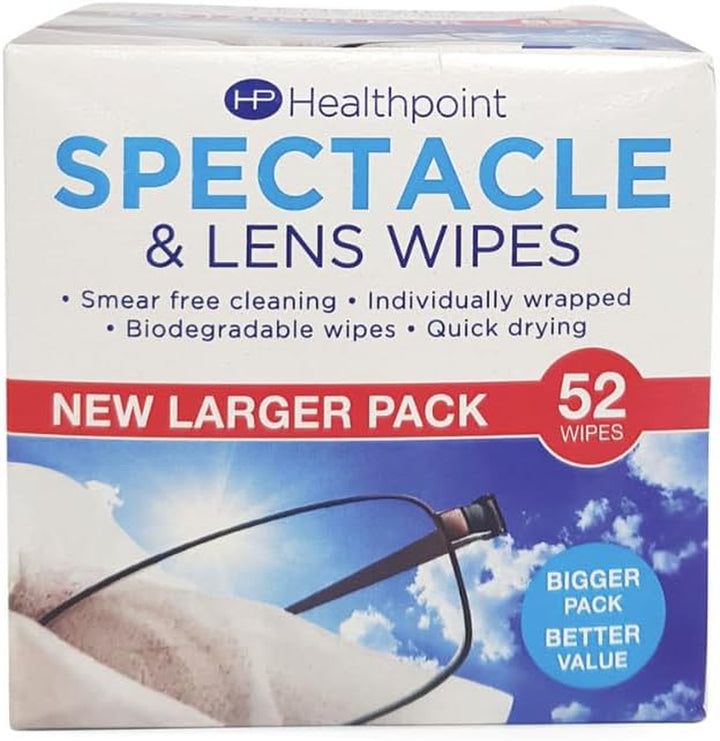 Spectacle Wipes, Extra Value 52 Pack, 2 Packs (104 Wipes!)