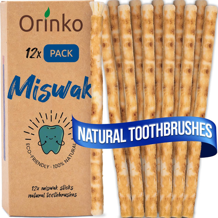 Premium Natural Miswak Sticks for Oral Hygiene - Organic Chewable Siwak Toothbrush - Fresh Breath - Eco-Friendly Wooden Dental Stick - Pack of 2 -