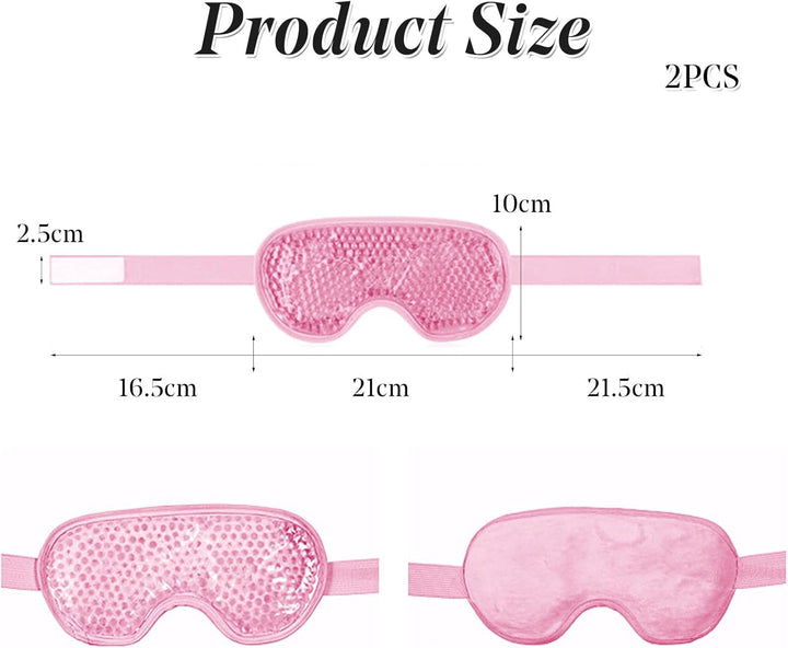 Cooling Eye Mask for Puffy Eyes, Reusable Hot Cold Therapy Gel Cold Eye Mask for Migraine, Headache, Dark Circles, Dry Swollen Eyes, Sinus Pain-Green (Pink 2Pcs)