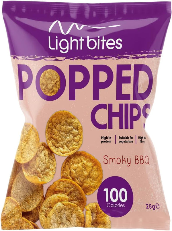 Light Bites Popped Chips Protein Crisps BBQ Multipack 28 X 25G, 100 Calories & 11.2 G High Protein per Bag, Low Carb, Low-Calorie Healthy Snacks for Weight Loss and Weight Management