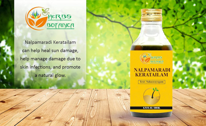 Nalpamaradi Thailam Keratailam Ayurvedic Oil with Turmeric Oil for Skin, Face & Body with 15 Ayurvedic Herbs 6.76 Fl Oz