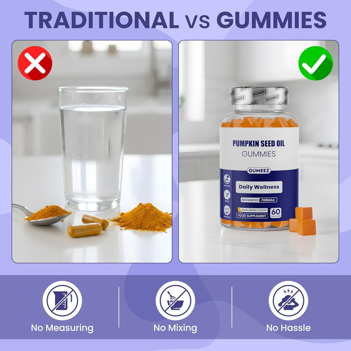 Pumpkin Seed Oil Gummies 2,000Mg - High Strength for Prostate & Bladder Support and Hair & Nails Nourishment - Delicious Blood Orange Flavour - 30 Day Supply - Vegan Food Supplement