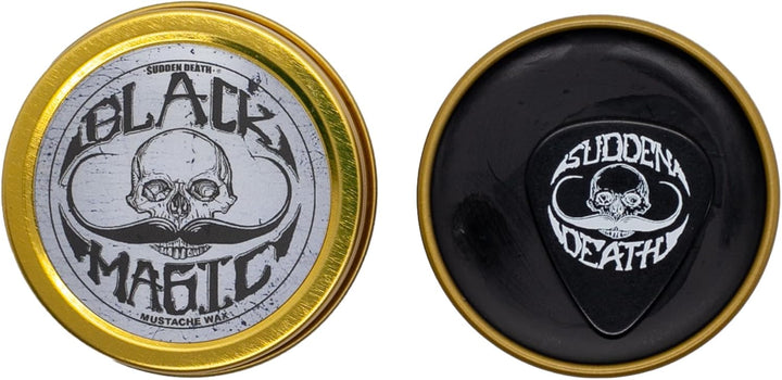 Black Magic Sudden Death Mustache Wax | Hide Grey Hair | Strong Hold | 1 Oz Tin | No Heat Source Required | Unscented