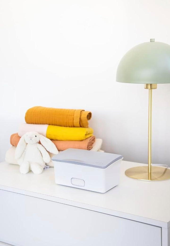 Baby Nappy Wipes Dispenser | Baby Nappy Wipes Case, Baby Wipes Holder with Weighted Plate, Keeps Wipes Fresh and Non-Slip Rubber Feet, Grey