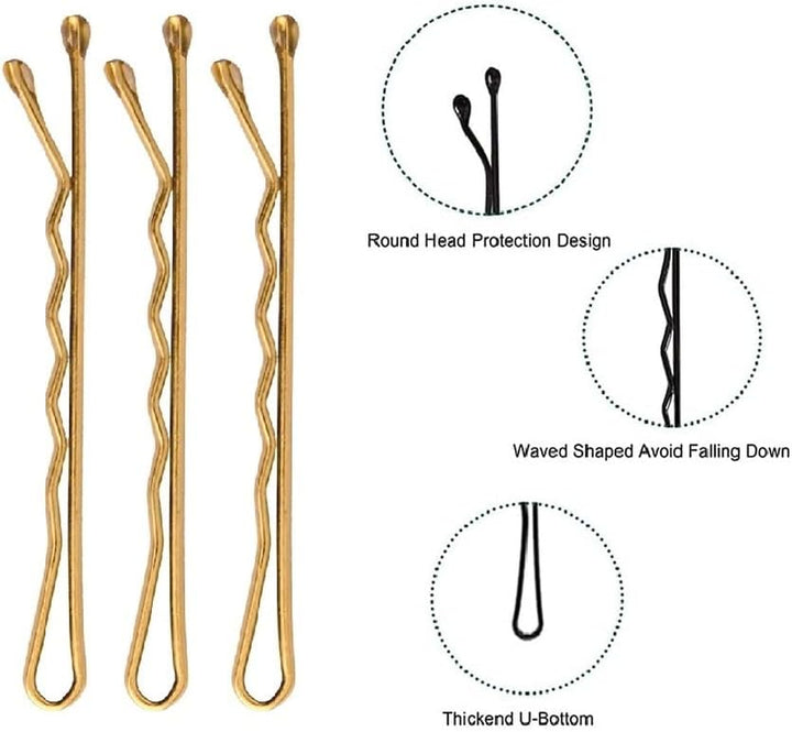 Hair Pins 60 Pcs, Bobby Pins for Women, Hair Grips for Thick, Thin, Wavy, Curly, Long, Short Hair, Hair Clips for Styling Sectioning, Wearing, Casual, Party, Travel, & Weddings (Blonde)