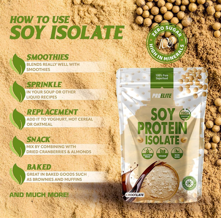 Soy Protein Isolate Powder 1Kg Vegan 100% Plant Protein Gluten-Free, SOYA Protein Powder Shake for Superfood Super Greens Dairy Free Shakes by  (1KG, Unflavoured)