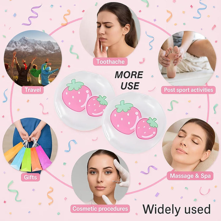 8 Pcs Kids Ice Packs, Mini Ice Packs for Kids, Small Ice Pack for Bumps and Bruises, Headache, Fever, 7X7Cm Reusable with Fun Fruit Designs (Pineapple, Strawberry, Peach, Lemon)