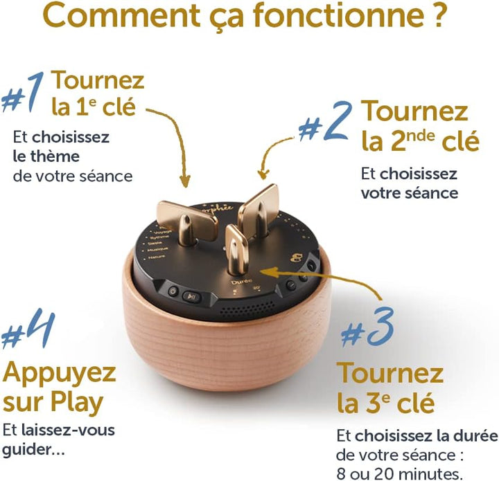 - French Version - Meditation and Sophrology Box - Relaxation and Sleep Aid Device - Ideal against Insomnia and Sleep Disorders - Gift for Women and Men