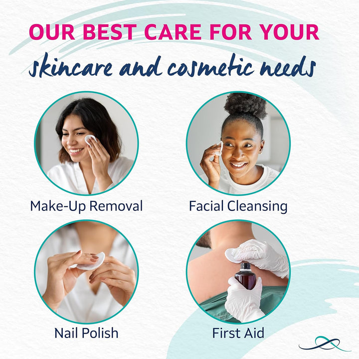 Cotton Wool round Pads, 200 Count, Certified Organic, 100% Pure Cotton Wool, Soft and Absorbent, Gentle on Skin, Dermatologically Tested, Bulk Pack