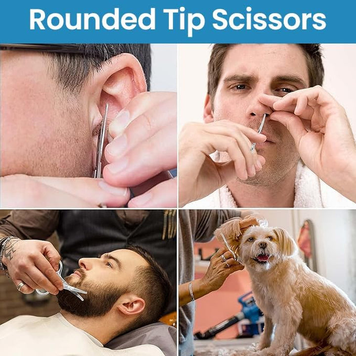 Nose & Ear Hair Trimming Scissors for Men | Rounded Safety Tip Moustache, Nasal Hair Remover & Facial Hair Scissors 4.5"