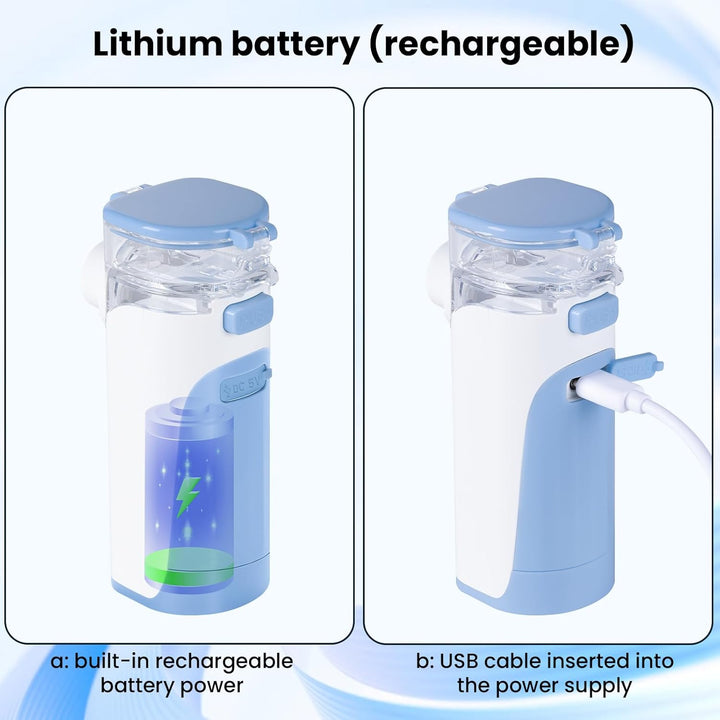 Nebuliser Machine for Adults & Kids, Portable Nebuliser for Adults Sinus Inhaler with Digital Display, Timed and Automatic Cleaning Functions Suit for Home & Travel -Blue
