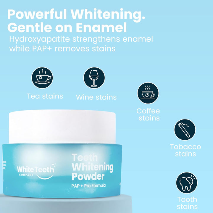 Dentist-Approved Teeth Whitening Powder – Brightens Smile in 7 Days – Tea, Coffee, Wine & Smoking Stain Remover – Enamel-Safe & Sensitivity-Free – 6 Month Supply