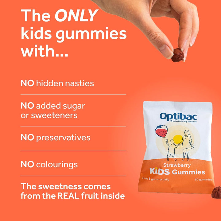 Optibac Kids Probiotic Gummies - with Vitamin D & Calcium for Immune System Support & Gut Health - 30 Vegan Gummies