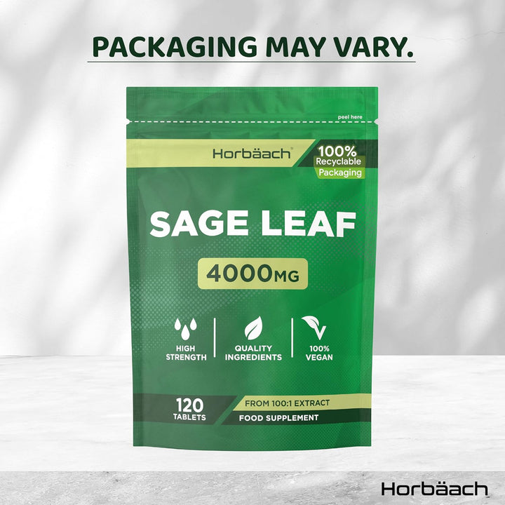 Sage Tablets for during Menopause 4000Mg | High Strength Supplement | 120 Vegan Tablets | by
