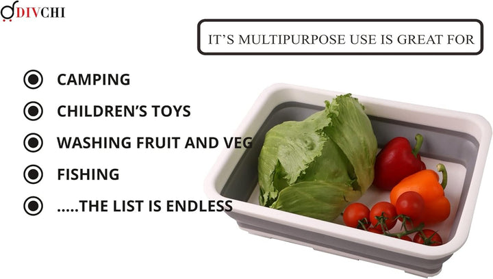 Folding Washbasin Collapsible Washing up Bowl Retractable Portable Thickened Travel Washbasin Wash Foam Foot Travel Outdoor Car Laundry Washing Basin (Grey/White)