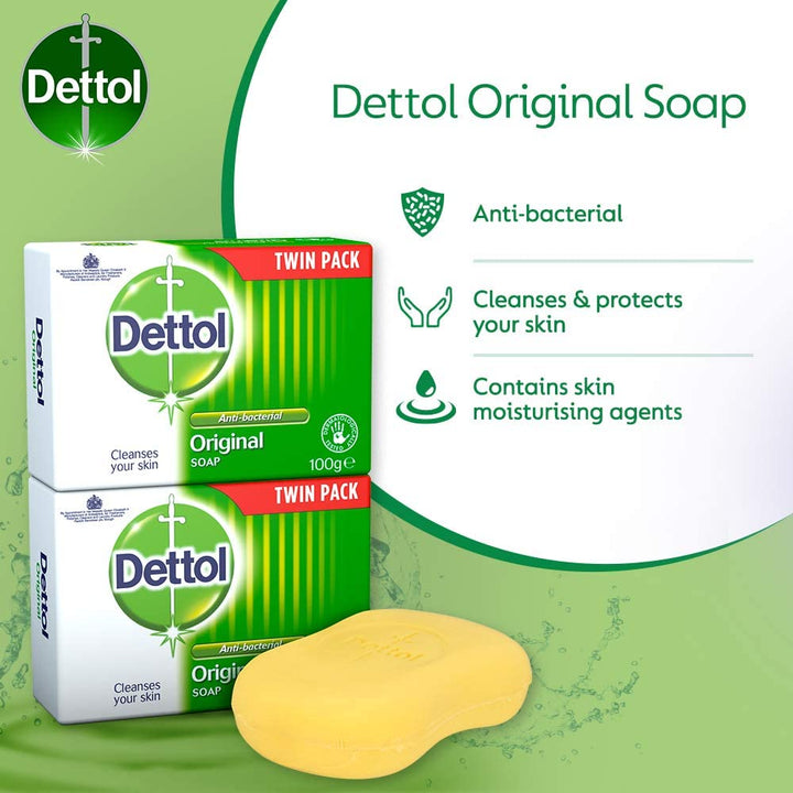 Antibacterial Soap Bar Multipack, 2 X 100G, Total 200G, Body Cleanser, Disinfectant, Kills 99.99% of Germs, Effective Wash, Hygiene Essential