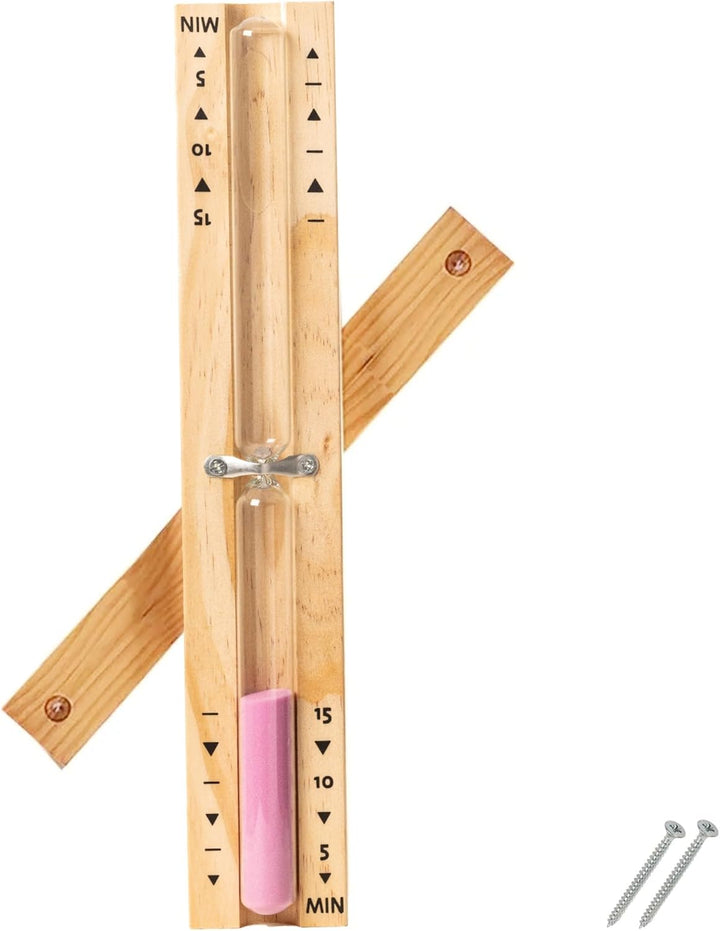15-Minute Wooden Sauna Hourglass Timer - Wall-Mounted Rotating Heat Resistant Sand Clock (Whie)