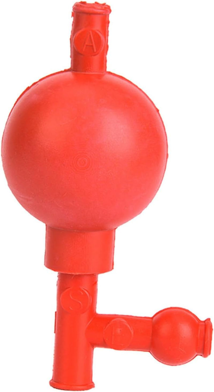 Quantitative Pipette Filling Suction Bulb in Red, with 3 Openings for Easy Liquid Sampling, Ideal for Laboratory Professionals