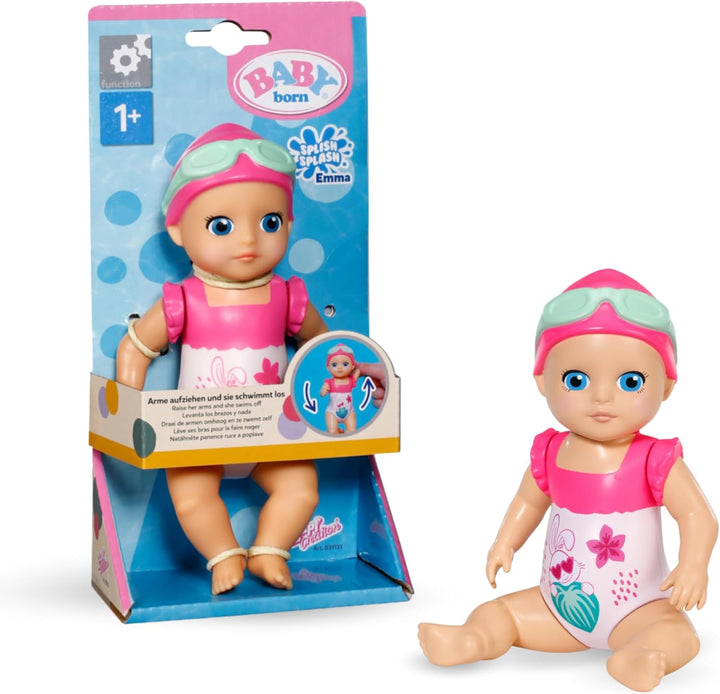 Splish Splash Emma, Interactive Bath Time Toy Swimming Emma with Wind up Mechanism, Colourful Toddler Bath Toy, Sensory Fun and Development, 839133 Zapf Creation, Pink