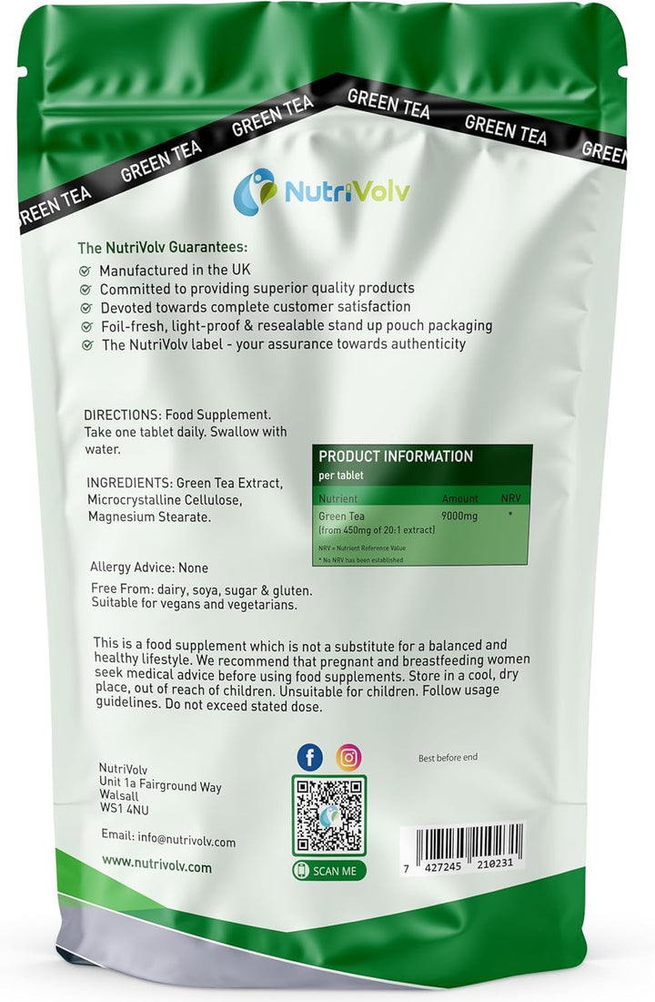 Green Tea Tablets Pure Vegan Weight Loss Pills 9000Mg Keto Diet Slimming Supplements for Men and Women Gluten-Free & Metabolism Booster — Pack of 120