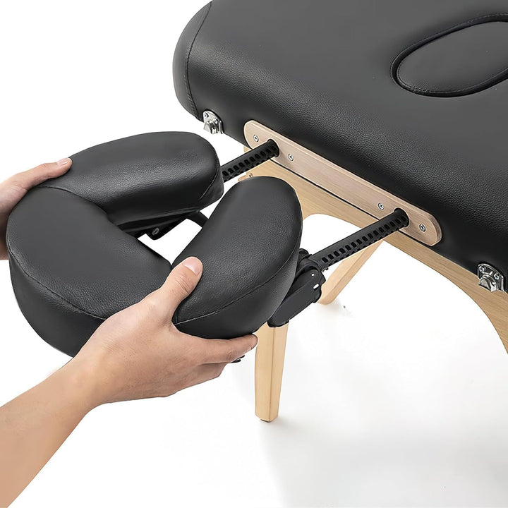 Massage Table Face Cradle Cushion, Adjustable Massage Table Cradle U-Shaped Standard Universal Headrest Cradle with Face Cushion Pillow for Massage Bed Beauty Spa Equipment, Black