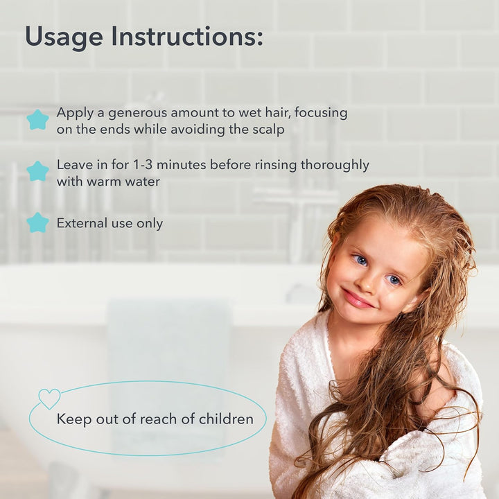 Baby Hair Balm Easy Detangling 3+ - Kids Conditioner with 96.8% Natural Ingredients, Vegan Certified, Gentle Hair Conditioner for Children and Babies, Hair Balm for Soft Hair, 250 Ml