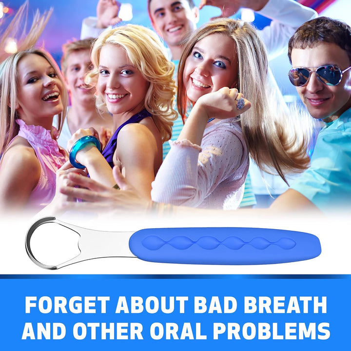 Tongue Scraper Cleaner for Adults & Kids Pack, Medical Grade Stainless Steel Tongue Brush Set, Oral Self Care for Bad Breath, Tongue Scraping with Travel Case (1Pcs)