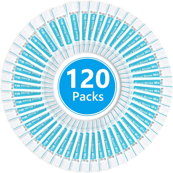 Nasal Rinse Salt, 120 Packs Nasal Irrigation Salt, Cleaning Mix Portable Sinus Rinse Salt, Natural Nasal Sinus Rinse Refill Packets Sinus Relief, Nose Wash Salt for Nasal Wash Irrigation