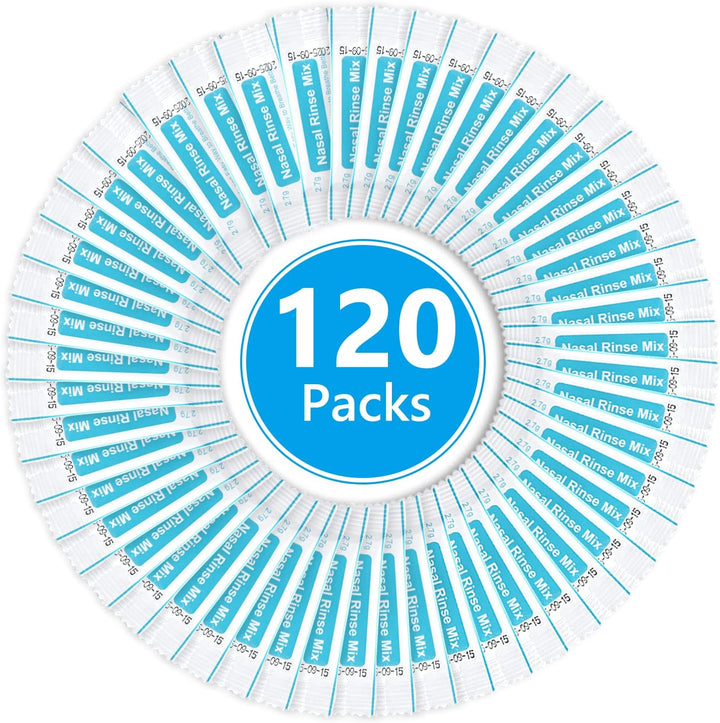 Nasal Rinse Salt, 120 Packs Nasal Irrigation Salt, Cleaning Mix Portable Sinus Rinse Salt, Natural Nasal Sinus Rinse Refill Packets Sinus Relief, Nose Wash Salt for Nasal Wash Irrigation