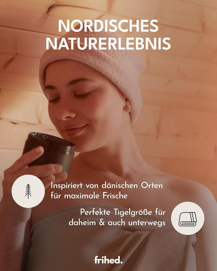 Frihed.® Frozen Harmony Sauna Salt - High Quality Exfoliating Salt with Lavender Mint Menthol Fragrance - Ideal for Sauna, Shower & Steam Bath - 200 G