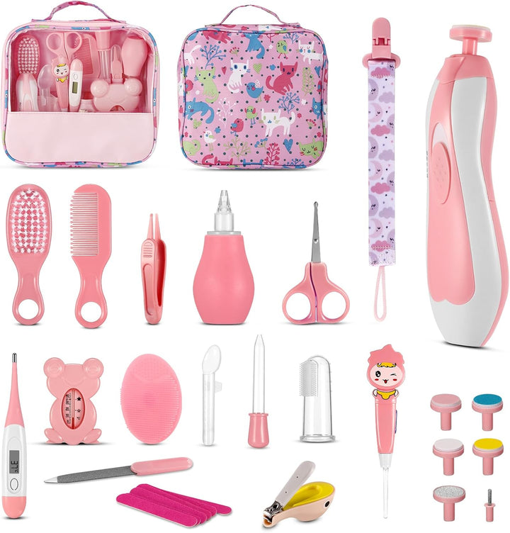 Baby Healthcare and Grooming Kit, 28PCS Upgraded Safety Care Kit, with Hair Brush Comb Nail Clippers and More for Newborn Infant Toddlers Baby (Blue)