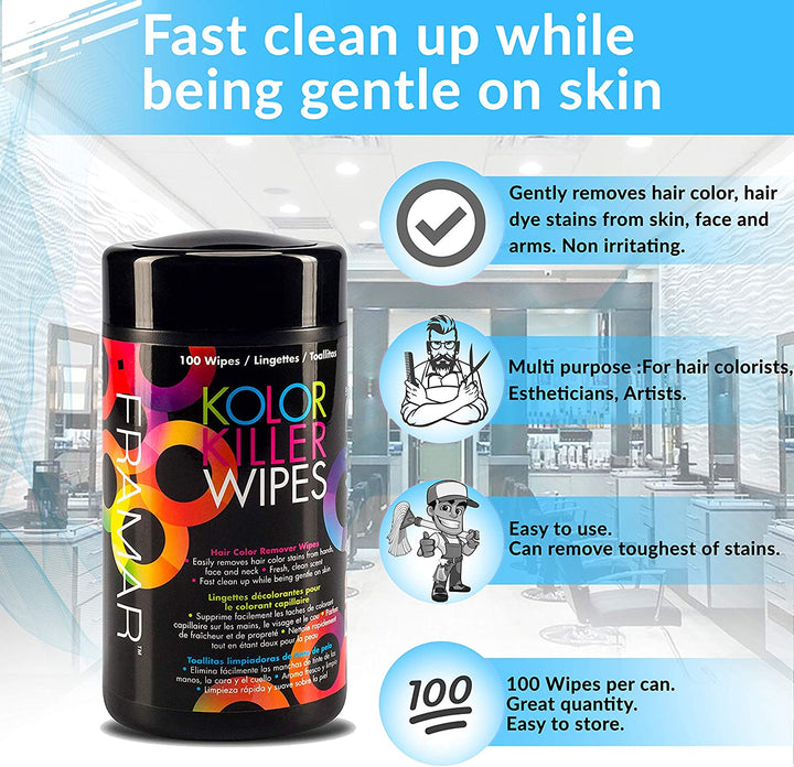 Professional Hair Colour Remover – 100 Wipes for Dye & Bleach Removal Hair Color Remover, Dye Remover Hair Dye Permanent