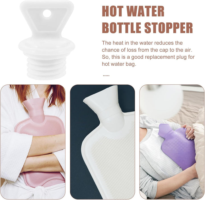 2Pcs Hot Water Bottle Cap, Leakproof Rubber Bottle Plug, Hot Water Bag Cover, Stopper for Water Sack, White