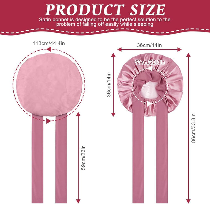 Satin Bonnet, Double-Sided Silk Bonnet Hair Wrap for Sleeping, Night Hair Sleep Cap with Elastic Band, Hair Care Head Cover Hat for Women Girls Long, Straight, Curly Hair