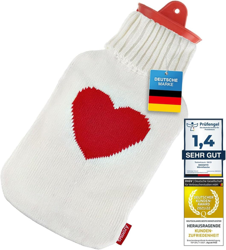 ® Hot Water Bottle with Soft and Cuddly Cover XXL with 2 Litre Volume for Long-Lasting Warmth; 100% Natural Rubber. (Without Cover)