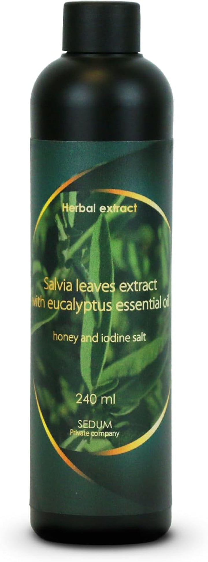 Natural Herbal Extract for Sauna, Massage, Broom Soaking - Sauna Infusion with Peppermint Leaves Extract with Eucalyptus Essential Oil, Honey and Iodine Salt - 240Ml